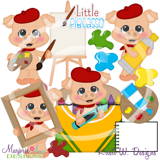 Little Pigcasso SVG Cutting Files Includes Clipart - Click Image to Close